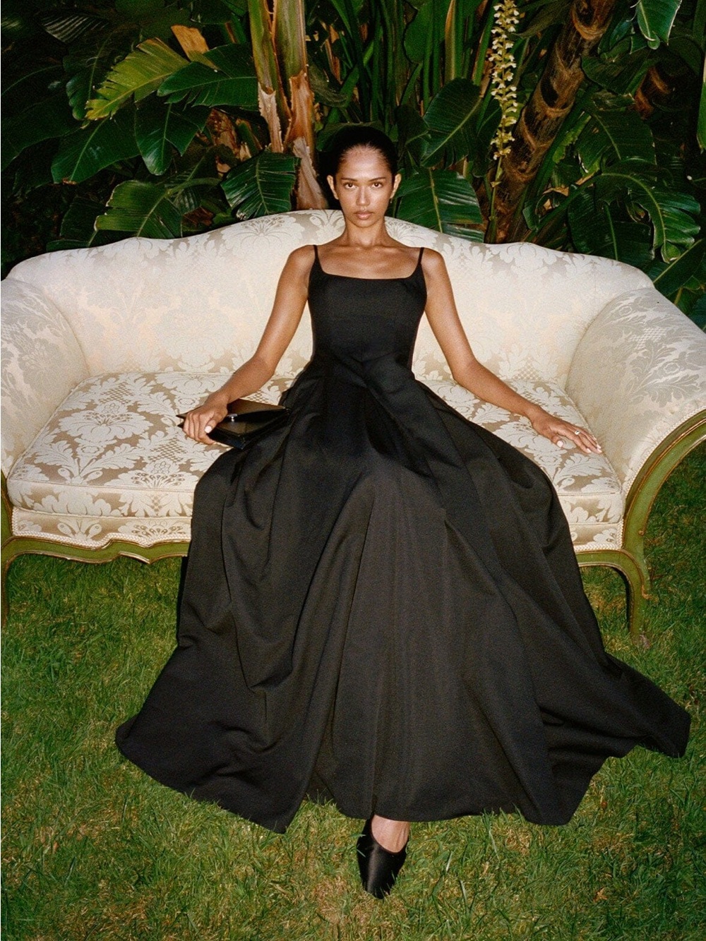 STAUD Joy Cotton Blend Gown Maxi Dress Black Side Pockets NEW with tag - Picture 2 of 8
